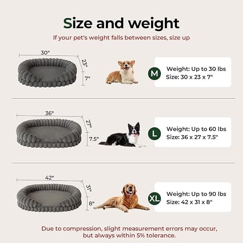 BALANCE Calming Dog Bed for Large Sized Dogs, 36 Inches Oval Washable Pet Bed with Sides, Orthopedic Pet Couch Sofa with Non-Slip Bottom, Gray thumbnail 7
