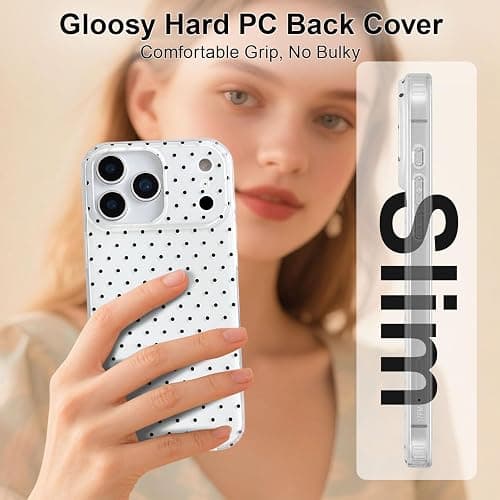 QLTYPRI Cute Phone Case for iPhone 17 Pro Max Case Polka Dot Fashion Aesthetic Design for Women Girls, Slim TPU Shockproof Protective Phone Cover for iPhone 17 Pro Max - White thumbnail 5