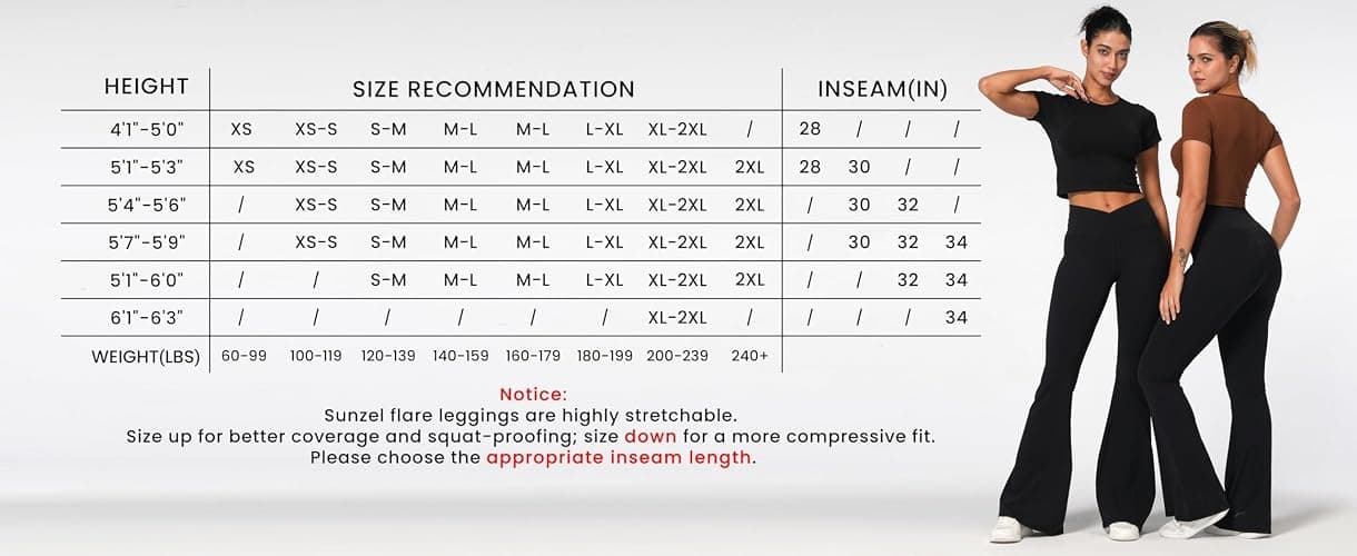 Sunzel Flare Leggings, Crossover Yoga Pants with Tummy Control, High-Waisted and Wide Leg thumbnail 3