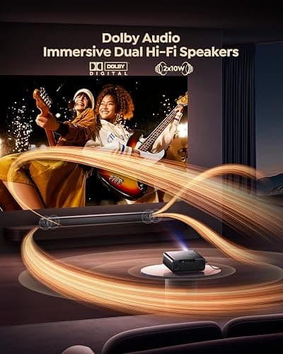 [Built-in Apps/4K Support] Smart Outdoor Projector with WiFi and Bluetooth, Movie Projector, DoIby Audio with Dual Speaker, Auto Focus w/ YouTube&PrimeVideo Proyector, Upgrad P62 Pro thumbnail 4