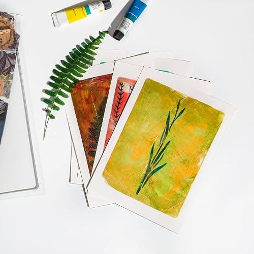 BuzzBright Gel Printing Plate kit, Complete Printmaking Set with 8”X10” Gelatin Plate, Brayer, Printmaking Paper, Acrylic Paint and Essential Tools for Mixed Media Art, Monoprinting, Card Making thumbnail 7