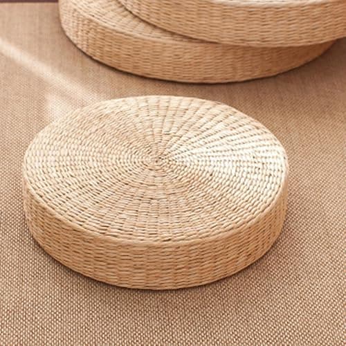 balurukt Japanese Style Tatami Floor Pillow,Sitting Cushion Bigger Size,Round Padded Room Floor Straw Mat for Outdoor Seat Hand Woven Tatami Cushion Best for Zen, Yoga Practice 45cm thumbnail 7