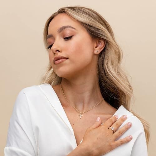 PAVOI 14K Gold Plated Cubic Zirconia Cross Necklace for Women | Cross Faith Pendant Necklaces thumbnail 3