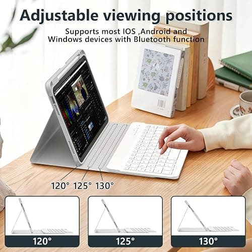 BQSS for iPad (A16) 11th/10th Generation Case with Keyboard, Gray | Detachable Bluetooth Keyboard Case with Pencil Holder for iPad 11-inch (A16) 2025 10th Gen 10.9 Inch 2022, Auto Wake/Sleep thumbnail 6
