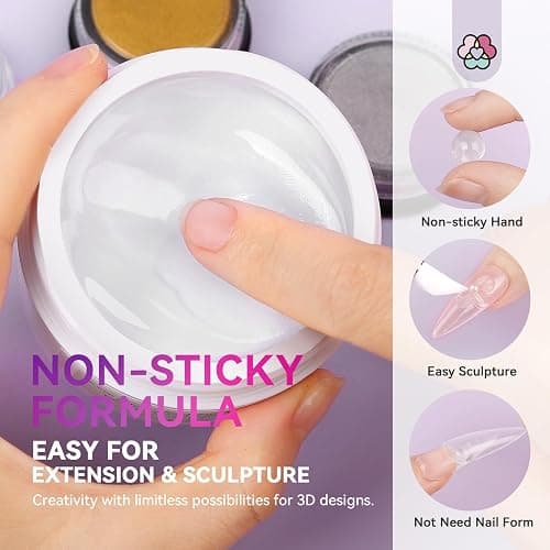 SAVILAND Solid Builder Nail Gel - 60g Large Capacity 3D Nail Gels Sculpting Gel for Art Non-Sticky Hand Carving Glue Extension with Sequins Chrome Powder DIY Salon Home thumbnail 4