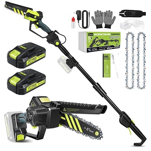 Saker Cordless Pole Saw and Mini Chainsaw,2-IN-1 Pole Chainsaw,Brushless Electric Pole Saw Battery Powered 6 Inch Chainsaw, 78.74 Inch Max Reach Tree Trimmer Pole Saw - Image 1