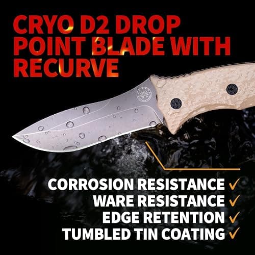 Off-Grid Knives - Backcountry Coyote V2 Fixed Blade, Cryo D2, Graywash Finish, G10 Scales, Full Tang, Kydex Sheath, Belt Attachment, Camping, Bushcraft, Hunting, Survival thumbnail 2