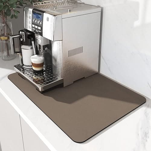 AMOAMI-Coffee Mat Hide Stain Rubber Backed Absorbent Dish Drying Mat for Kitchen Counter-Coffee Bar Accessories Fit Under Coffee Maker, Espresso Machine, Pot, Dish Rack Brown 1624 - Image 1