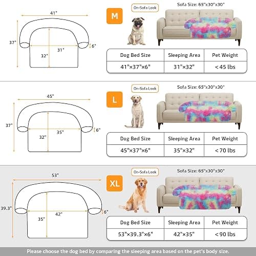 GGIB Calming Dog Bed Fluffy Plush Dog Mat for Furniture Protector with Removable Washable Cover for Large Medium Small Dogs and Cats (Extra Large (53x39.3x6), Rainbow) thumbnail 5