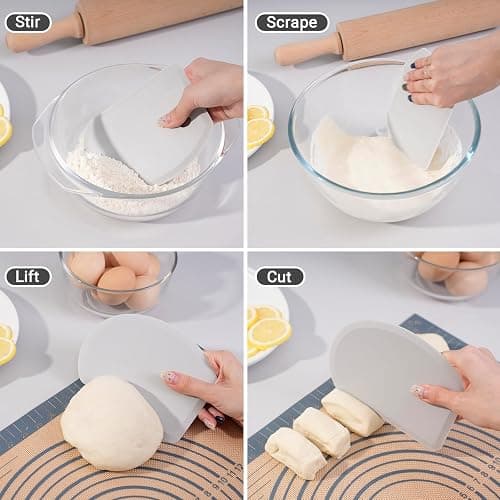 Sapid Flexible Curved Edge Silicone Bowl Scraper(5.98"x4.3"), Food Grade Dough Scraper for Baking Sourdough Bread, Cake, Multipurpose Kitchen Dish Scrapers, Easy to Clean (1, Gray) thumbnail 5
