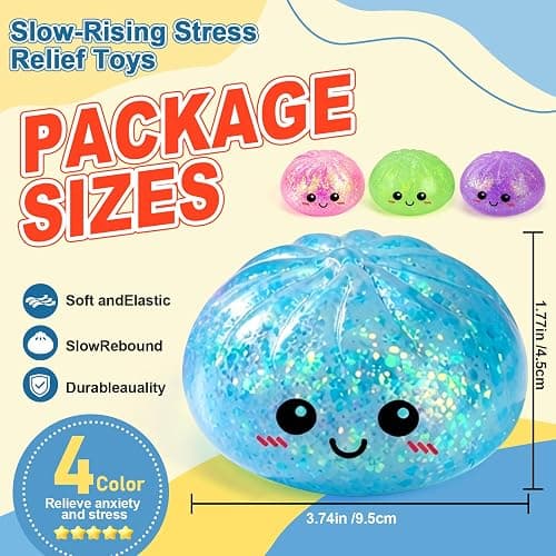 Sugar Glitter Dumplings Squishy with Mystery Box,Viral Squishy Dumpling,Colorful Dumplings Stress Balls Fidget Sensory Balls for Kids & Adults (Blue) thumbnail 2