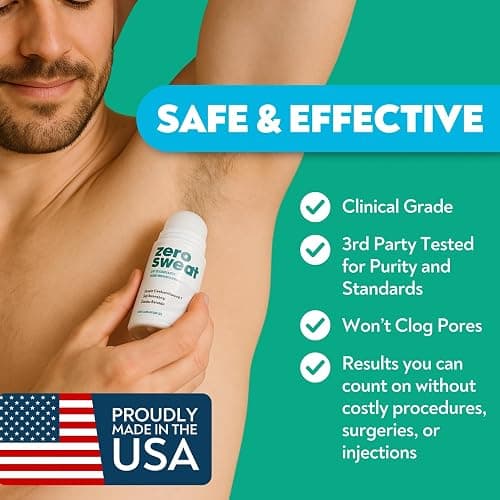 ZeroSweat Antiperspirant Deodorant | Clinical Strength Hyperhidrosis Treatment - Reduces Armpit Sweat 1.2 Fl.Oz (1 Pack) thumbnail 6