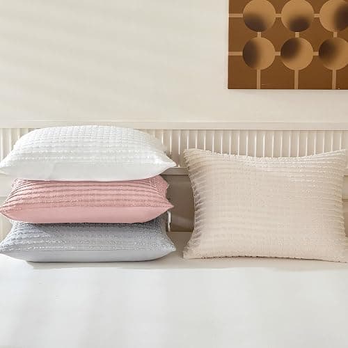 WARMDERN White Pillow Covers Body Pillow Cover Soft Microfiber Pillow Cases Set of 1 Boho Textured Pillowcase with Envelope Closure(White, Body-1 20x54 Inches) thumbnail 9