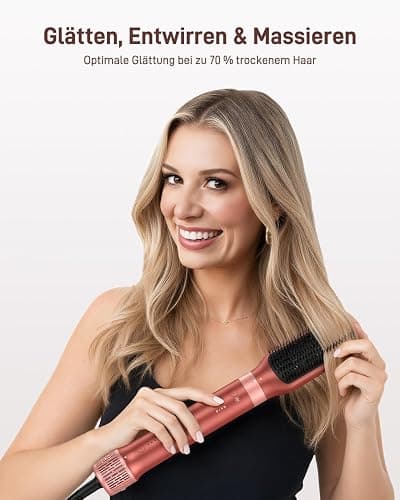HITTIONA 6 in 1 Airstyler, Auto-Wrap Lockenstab & High-Speed Ionen-Föhn, Warmluftbürste, Glättbürste, Volumenbürste, Hairstyler für Frauen, Alltag, Zuhause & Reisen, mit Reisetasche thumbnail 8