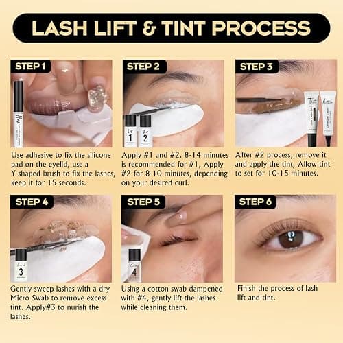 Lash Lift Kit 4 in 1 Brow Lamination Kit, Professional Eyelash Perm Kit for Beginner Salon Quality at Home with Long-Lasting Natural Brown Color thumbnail 6