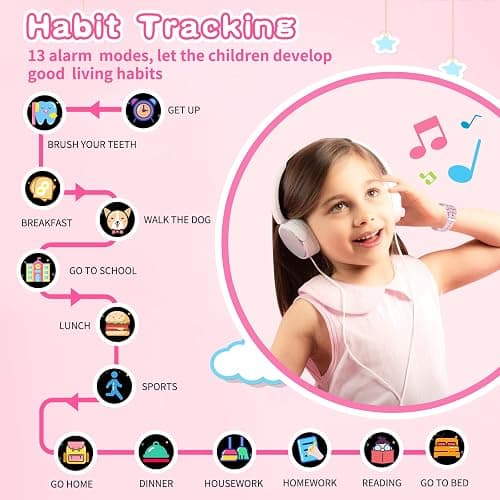 Kids Smart Watch Gift for Girls Age 5-12, 39 Games HD Touch Screen Watches with Video Camera Music Player Pedometer Flashlight 12/24 hr Educational Toys Birthday Gifts for Girls Ages 7 8 9 10 thumbnail 4
