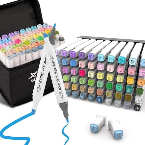 XSG Alcohol Markers,60 Colors Dual Tip Brush & Chisel Tip Art Marker Set,for Blending & Shading,Ideal for Coloring Books & Professional Artwork,Includes Blender Pen & Portable Case,Ideal for All Ages - Image 1