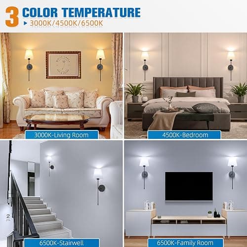 NIORSUN Battery Operated Wall Sconce Set of 2,Black Rechargeable Wall Lights with 10400mAh Dimmable Bulbs and Remote,10 Colors Wireless Wall Lamps for Bedroom Living Room Hallway Decor thumbnail 4