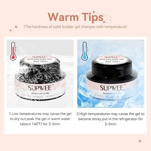 SUPWEE Solid Builder Nail Gel, 60g Large Capacity Clear 3D Nail Sculpting Hard Gel for nails Art Non-Sticky Hand for Carving Extension with Chrome Powder Home DIY Manicure thumbnail 8