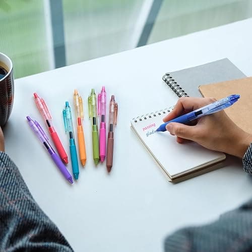 WRITECH Gel Pens Fine Point: 0.5mm Multicolor Ink Retractable 8ct Smooth Writing No Smear for Journaling Drawing Note Taking Silent Click Assorted Colored Pen Set 8ct Juice color thumbnail 6