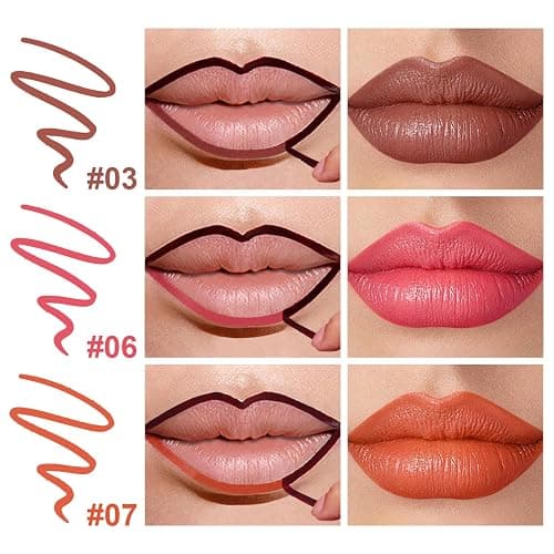 KIMIEYE 3 Colors Peel Off Lip Liner Stain with Tweezer, Long Lasting Waterproof Lip Tint Stains Makeup Set with Matte Finish for Women, Natural Look, Easy to Use, for All Skin Types (#3,6,7) thumbnail 2