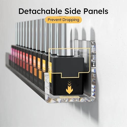 FEMELI Nail Polish Wall Rack: 6 Shelves 15 Inch Clear Acrylic Nail Polish Organizer for 66-90 Bottles Multi-Purpose Acrylic Floating Shelves (15 Inch, Clear) thumbnail 4