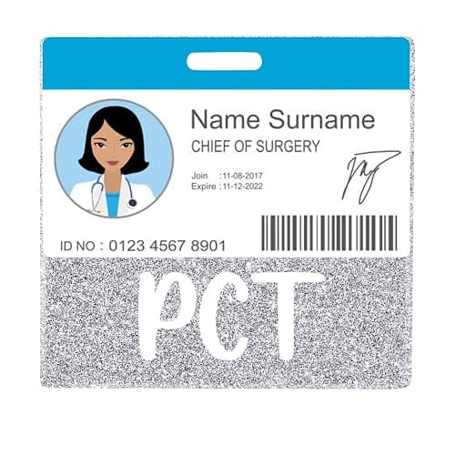 Plifal PCT Badge Buddy Card Holder Nurse Nursing Accessories Patient Care Technician Glitter Silver Horizontal ID Name Identification Tags Nurse Work thumbnail 4