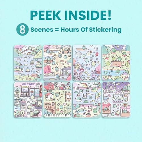 Cupkin Frogs Sticker Book Activity for Kids, Toddler Airplane Travel Essentials, 300+ Brogs Stickers for Kids + 8 Scenes + Coloring Book Pages, Rabbit Lover Gift, Children's Crafts Ages 2-8 thumbnail 5