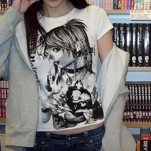 Graphic Tees Y2k Baby Tee Teens 2000s Vintage T Shirts Emo Grunge Printed Summer Crop Tops 2024 thumbnail 2