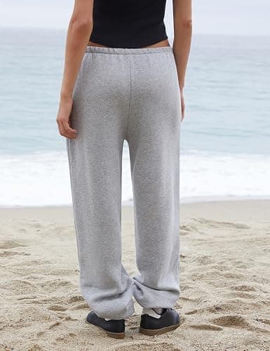 Ugerlov Women's Low Rise Fleece Lined Baagy Sweatpants 2026 Trendy Drawstring Lounge Casual Sweat Pants with Pockets thumbnail 3