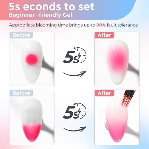 Luckyfairy Blooming Gel Nail Polish Clear: 15ml Nail Blooming Gel Uv Led Blossom Nail Art Accessories Stuff for Spreading Effects, Marble Watercolor Halloween Floral Print Nails Art Design Magic Gift thumbnail 4