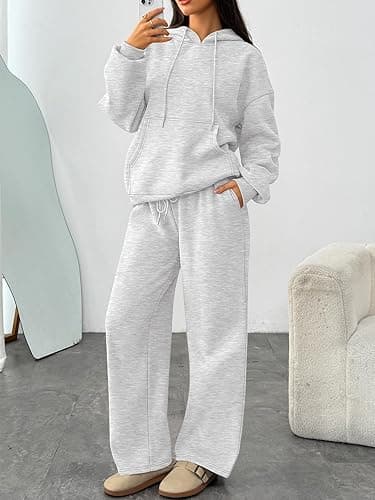 Trendy Queen Womens 2 Piece Outfits Fall Fashion Sweatsuits Oversized Hoodies Wide Leg Sweatpants Lounge Matching Track Sets thumbnail 3