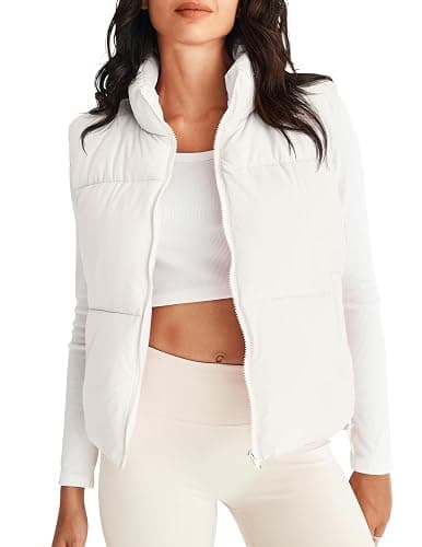MEROKEETY Puffer Vest Women 2025 Fall Winter Sleeveless Jackets Lightweight Warm Stand Collar Quilted Zip Up Coat - Image 1