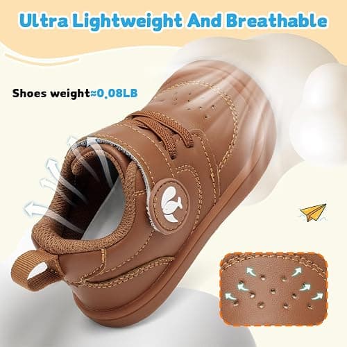 FEETCITY Leather Baby Shoes Boys Girls First Walking Shoes Infant Sneakers Crib Shoes Breathable Lightweight Slip On Shoes thumbnail 4