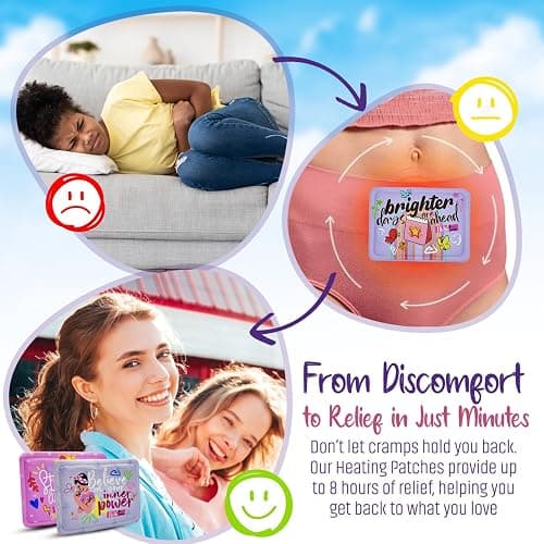 Period Heating Pad for Cramps – Period Kit for Teens, Tweens, Girls, and Women Essentials -Period Stuff -Disposable Heating Patches for Menstrual Cramp Pain Relief, Portable Heat Therapy thumbnail 8