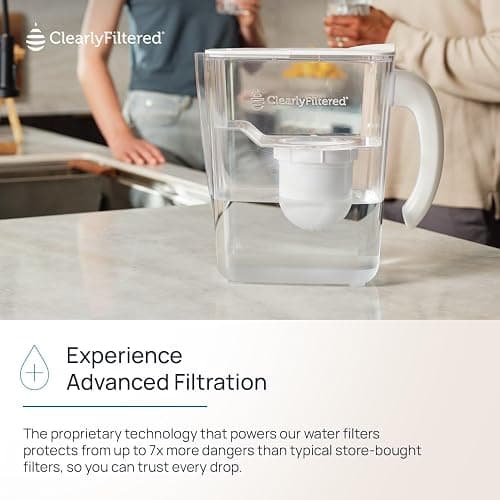 Clearly Filtered No.1 Filtered Water Pitcher/Updated Model/Targets 365+ Contaminants e.g. Fluoride Chlorine PFAS Microplastics Lead Arsenic BPA/BPS Free (Pitcher Includes 1 Filter) - Pitcher with 1 filter thumbnail 6