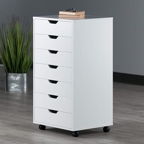 Winsome Halifax 7-Drawer Composite Wood Cabinet, White (10792) - 7 Drawers - White thumbnail 2