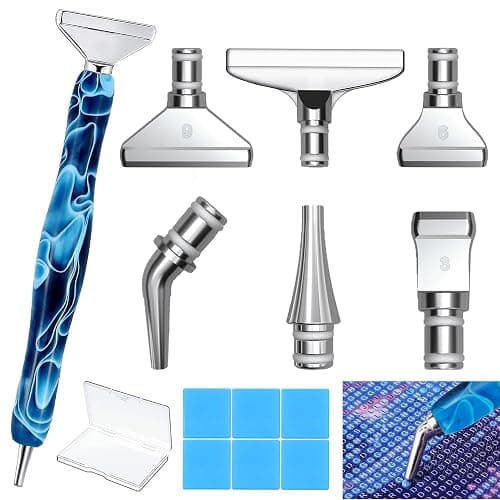 Heyseri Diamond Art Painting Pens, Ergonomic Diamond Painting Drill Pens Tools Accessories, Gem Art Pen Tools with Metal Tips for 5D Craft Nail (Blue) - Image 1