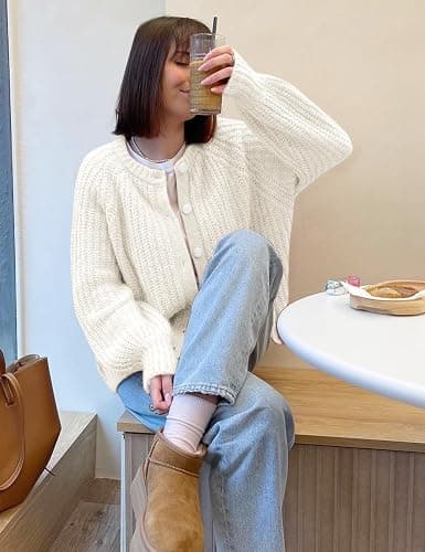 Wyeysyt Womens Cardigan Sweater Button Down Long Sleeve Chunky Soft Knit Sweater Fall Open Front Loose Casual Cardigan Coat thumbnail 3