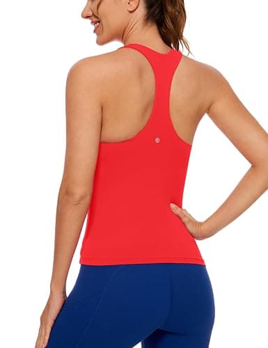 CRZ YOGA Butterluxe Workout Racerback Tank Tops for Women - Padded Athletic Spandex Yoga Shirts with Built in Bra - Image 1