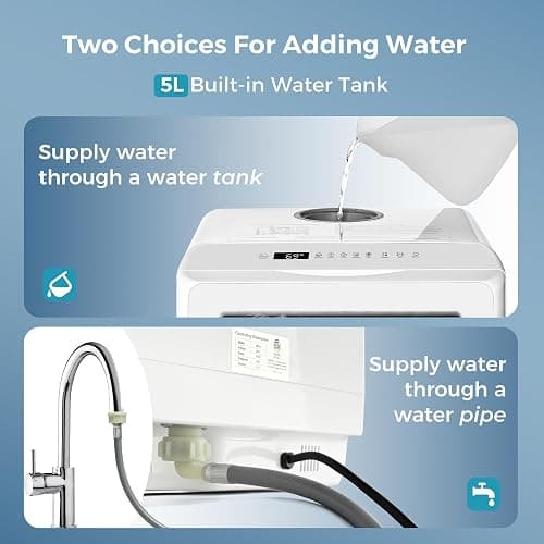 EUHOMY Countertop Dishwasher Portable with 6 Programs, 5L Built-in Water Tank for Apartments, 167℉ High-Temp, No Hookup Needed, Mini Dishwasher with Baby Care, Air Dry/Quick/ECO/Fruit/Normal, White thumbnail 8