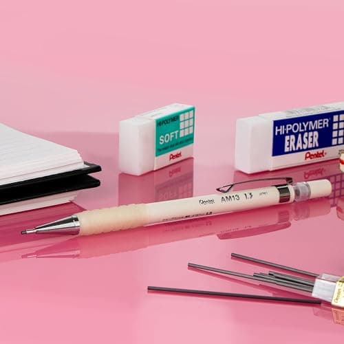 Pentel Sharp 1.3 Mechanical Pencil, (1.3mm), Extra Thick Line, Includes Refill Lead, Writing/Office/Test-Taking Pencil, Pastel Off-White Barrel (AM13LBPW) thumbnail 2
