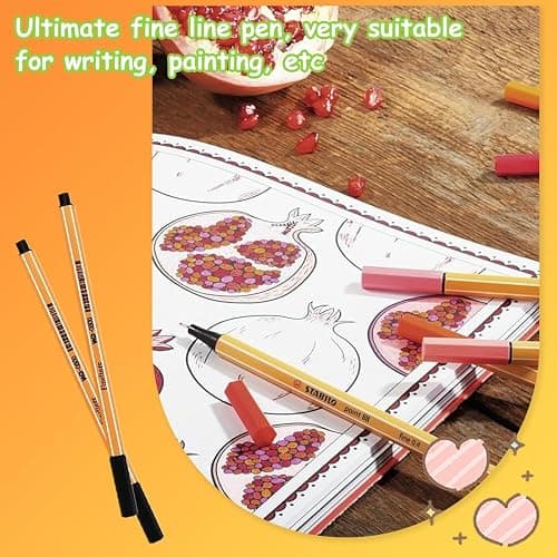 Fineliner,12 Stück,12 Farben,0.4mm Fineliner Stifte mit ergonomischem Griff, Zeichnungs- und Faserstifte mit feiner Spitze für Erwachsene, Lebendige farbige Kunststifte thumbnail 5