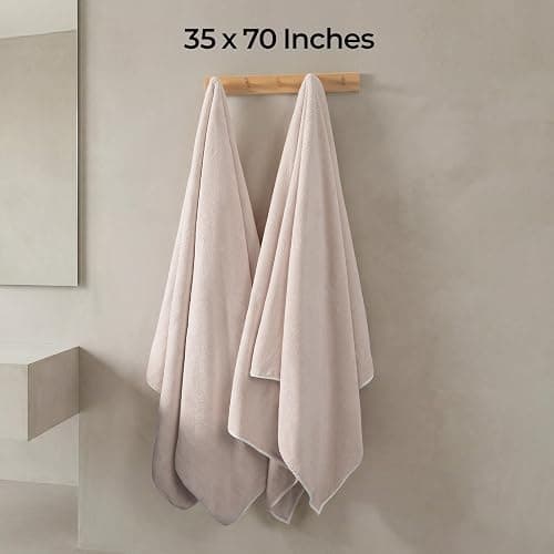 REDKISS 2 Pack Microfiber Extra Large Bath Sheets, 35 x 70 Inches, 670G, Soft and Absorbent, Quick Dry Oversized Bath Towels, Perfect for Bathroom, Plush Shower Towels for Spa, Gym & Hotel, Beige thumbnail 3