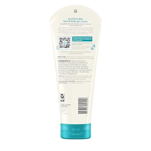 Aveeno Sensitive Skin Face & Body Gel Cream for Kids with Prebiotic Oat, Clinically Proven 24 Hour Hydration for Soft Skin, Quick Drying and Lightweight, Hypoallergenic, 8 oz thumbnail 9