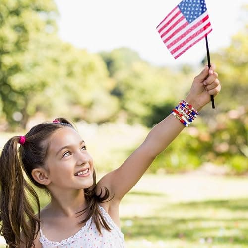 OHOME 4th of July Outfits for Women - 6 Pack Patriotic Bracelets | Fourth of July Decorations Accessories Shirts for Memorial Day Decorations - 250 Anniversary America Merchandise USA for Women thumbnail 2