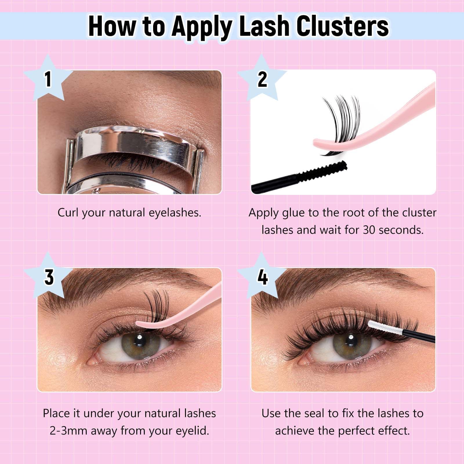 Eyelash Clusters 30D+40D+50D+60D+80D+100D Individual Lash Extensions D Curl Wispy EyeLash Clusters 10-18mm Natural Fluffy Cluster Lash DIY Eyelashes Extension for Beginners thumbnail 7