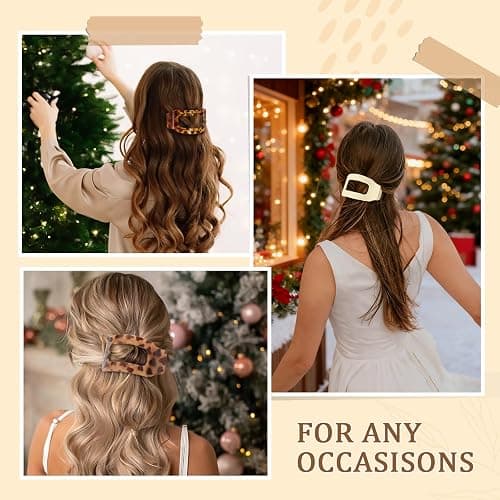 6 PCS Flat Hair Clips for Women, Large French Flat Claw Clips for Thick Thin & Curly Hair, Strong Hold Non Slip Leopard Print Jaw Clips Hair Accessories for Girls Christmas Gifts, Tortoise thumbnail 5