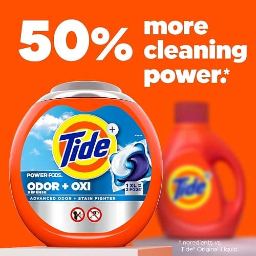 Tide Ultra OXI Power PODS with Odor Eliminators Laundry Detergent Pacs, HE Compatible, Works on Visible and Invisible Dirt, 45 Count Pacs - 45 Count (Pack of 1) - Other thumbnail 7