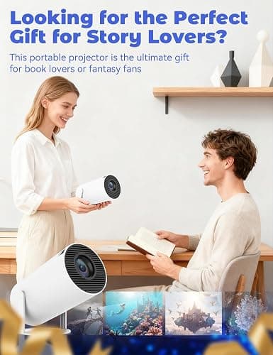 Fake Window Projector for Reading, 4k Window Scene Pre-Installed App for Instant Fantasy Ambience Scenes, 210° Rotation & Built-In Speaker , ±15° Auto Correction, 100" Screen from 2m thumbnail 7